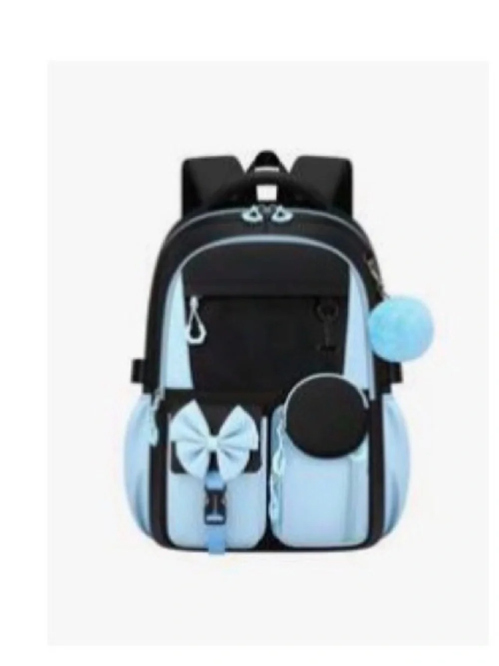 Kids Light Blue & Black Bow Backpack + School supplies!!!